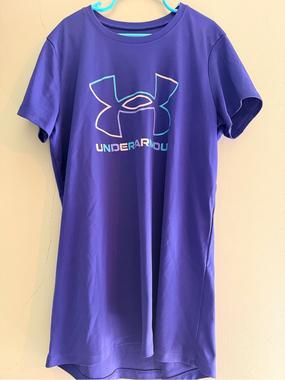 Under Armour Purple Short Sleeve Tee with Multicolor Logo